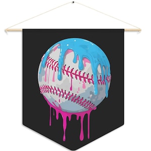 Baseball Pennant, Sports Wall Decor, Room Decoration, Baseball Fan Gift, Drip Design