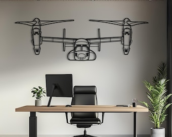 MV-22 Osprey Metal Aircraft Wall Art, Steel Aviation Decor, Pilot Gift