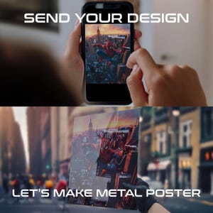 Arte de parede em metal personalizada – Placa de metal personalizada | Decoração de parede com seu próprio design | Impressão de pôster em metal | Presente para ele | Presente de inauguração