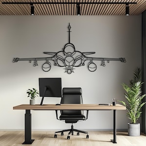 Arte de pared de metal con el frente del avión Rafale, arte de pared de avión, decoración de aviación, arte de pared de metal, regalo de avión, regalo de piloto, regalo de aviación