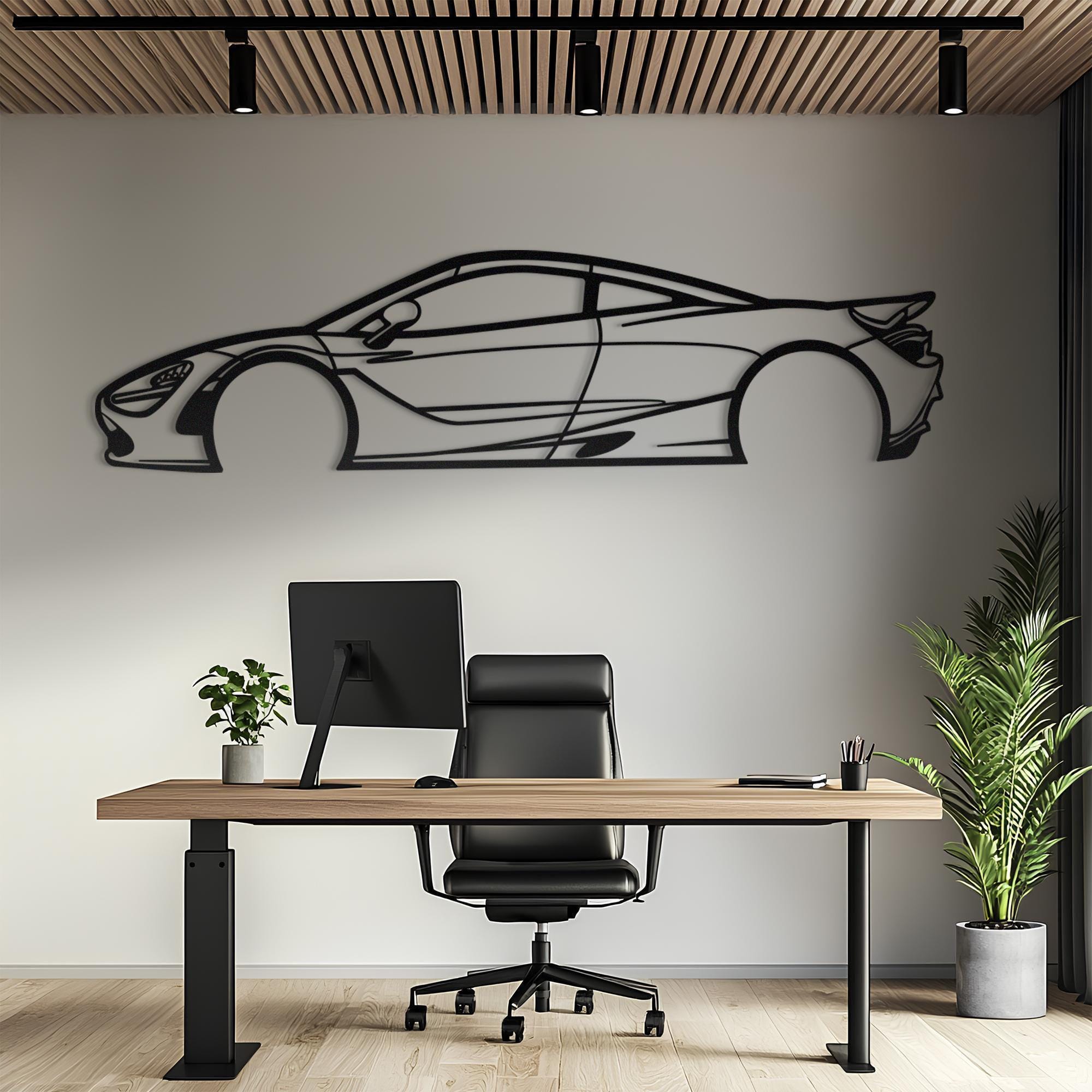 Metal Car Contour Wall Art, Automotive Garage Decor, Vehicle Line