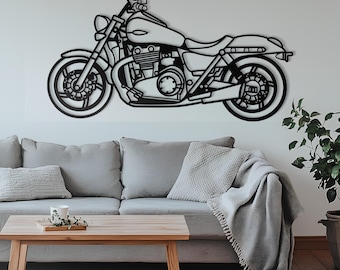 Metalowy znak ścienny z motocyklem – fajna dekoracja motocyklowa do garażu lub męskiej jaskini, stalowy wieszak ścienny z motocyklem, prezent dla miłośników motocykli