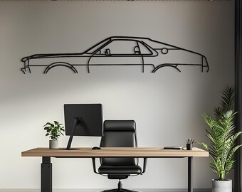 Decoración de pared de metal con diseño de coche, contorno de acero inoxidable, decoración para garaje automotriz, letrero para cueva de hombre