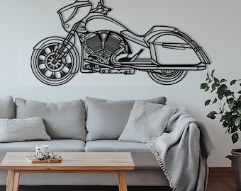 Motorcycle Metal Wall Art – Laser-Cut Stainless Steel Biker Decor, Matte Black Hanging