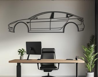 Metal Car Wall Art, Side View Car Silhouette, Automotive Garage Decor, Car Guy Gift for Him, Vehicle Line Art, Man Cave Sign