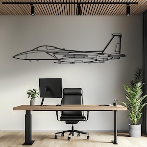 Arte de pared de metal con diseño de águila de ataque F-15, arte de pared de avión, decoración de aviación, arte de pared de metal, regalo de avión, regalo de piloto, regalo de aviación