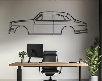 Arte mural de acero inoxidable con silueta de coche, decoración para garaje automotriz, letrero de arte lineal de vehículos