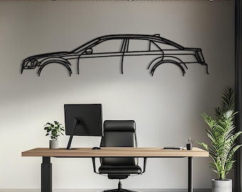 Metal Car Wall Art, Side View Car Silhouette, Automotive Garage Decor, Car Guy Gift for Him, Vehicle Line Art, Man Cave Sign
