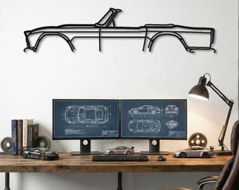 Metalen auto muurkunst, zijaanzicht auto silhouet, automotive garage decor, auto man cadeau voor hem, voertuig zeer fijne tekeningen, bord mangrot