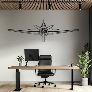 Arte de pared de metal con el frente del avión Hellcat F6F, arte de pared de avión, decoración de aviación, arte de pared de metal, regalo de avión, regalo de piloto, regalo de aviación