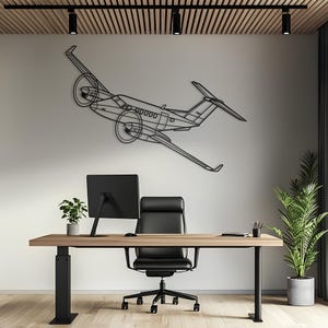 Arte de pared de metal con avión King Air 300 Angle, arte de pared de avión, decoración de aviación, arte de pared de metal, regalo de avión, regalo de piloto, regalo de aviación
