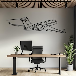 Global 6000 Back Angle Metal Aircraft Wall Art, Airplane Wall Art, Aviation Decor, Metal Wall Art, Airplane Gift, Pilot Gift,Aviation Gift