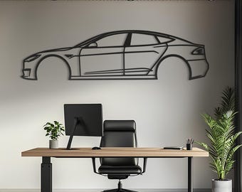 Metal Car Wall Art, Side View Car Silhouette, Automotive Garage Decor, Car Guy Gift for Him, Vehicle Line Art, Man Cave Sign