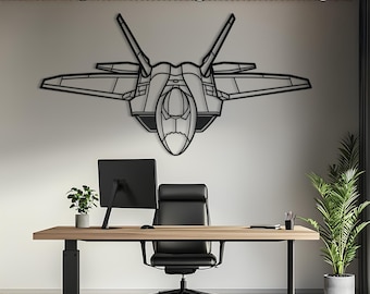 F-22 Raptor Angle Metal Aircraft Wall Art, Airplane Wall Art, Aviation Decor, Metal Wall Art, Airplane Gift, Pilot Gift, Aviation Gift