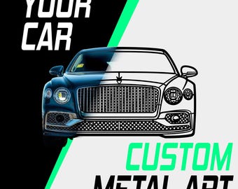 Custom Car Metal Wall Art, Laser Cut Stainless Steel Decor, Garage Man Cave Gift