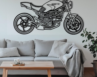 Metal Motorcycle Wall Art – Industrial Biker Decor, Stainless Steel Sculpture