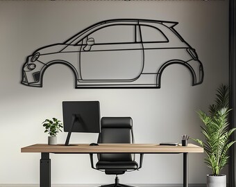 Stainless Steel Car Outline Wall Art, Automotive Garage Decor, Man Cave Sign