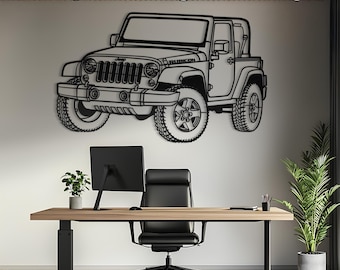 Matte Black Stainless Steel SUV Wall Art, Off-Road Decor