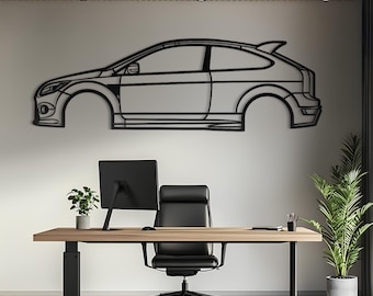 Metal Car Wall Art, Side View Car Silhouette, Automotive Garage Decor, Car Guy Gift for Him, Vehicle Line Art, Man Cave Sign