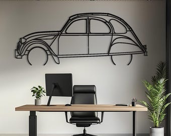 Stainless Steel Car Contour Wall Art, Automotive Garage Decor, Man Cave Sign