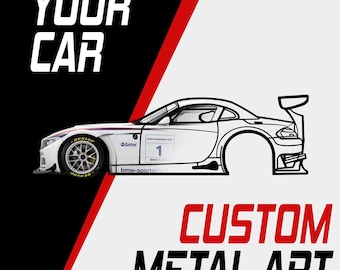 Custom Metal Car Wall Art, Stainless Steel Laser Cut Decor, Car Enthusiast Gift