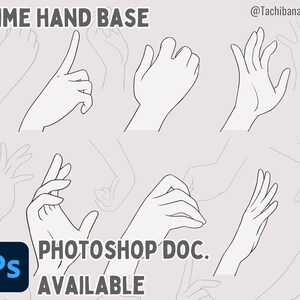 21 Anime Hand Poses, Procreate Hand Stamps, Drawing Reference (PNG, Photoshop DOC)