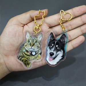 Porte-clés personnalisé pour chien en acrylique, photo personnalisée, porte-clés photo, cadeau commémoratif pour animaux de compagnie, cadeau pour amoureux des animaux de compagnie, cadeau de la Saint-Valentin