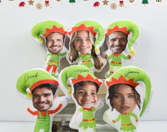 custom elf face pillow,Personalized name photo pillow, Christmas elf pillow, character face pillow, custom elf photo cushion,Christmas gift