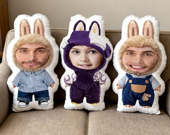 Almohada de muñeca con cara personalizada, almohada con forma de cara personalizada, almohada divertida, almohada personalizada para un amigo o mascota, regalo de dama de honor, regalos de Navidad
