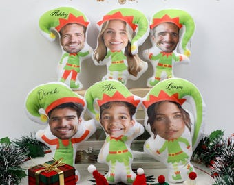Personalized name photo pillow, custom elf face pillow, Christmas elf pillow, character face pillow, custom elf photo cushion,Christmas gift
