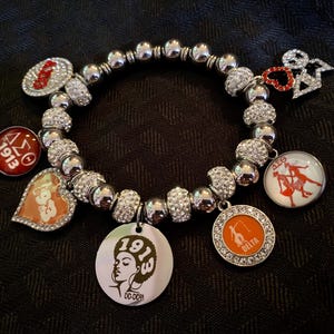 Delta Sigma Theta Stainless Steel Charm Bracelet