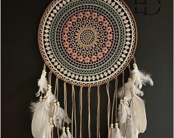 Boho Feather Wall Dreamcatcher, Colorful Wall Decor, Boho Chic Home Decor, Vibrant Feather Wall Hanging
