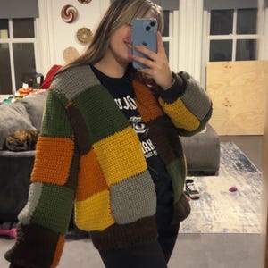 Crocheted block sweater