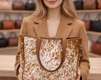 Ręcznie robiona torba z krowiej skóry, torba na ramię ze skóry w stylu western