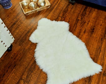 Alfombra de auténtica piel de oveja islandesa: pelo largo natural, acogedora manta