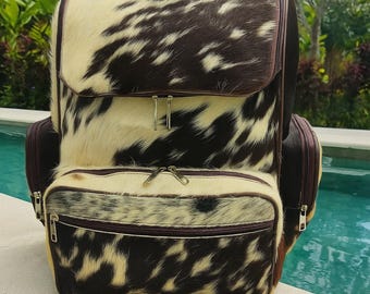 Ręcznie robiony plecak z trójkolorowej skóry bydlęcej – plecak podróżny