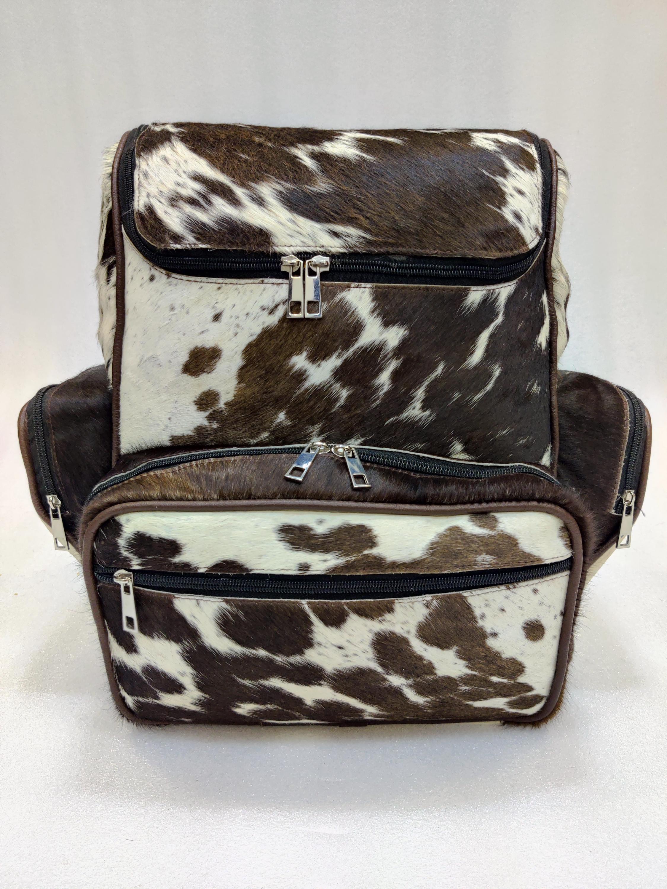 Cowhide & Leather Brown Brindle Backpack - Women Cowhide Leather Backpack 14x13x7 in | Hair-On Hide – Hides  main image 4