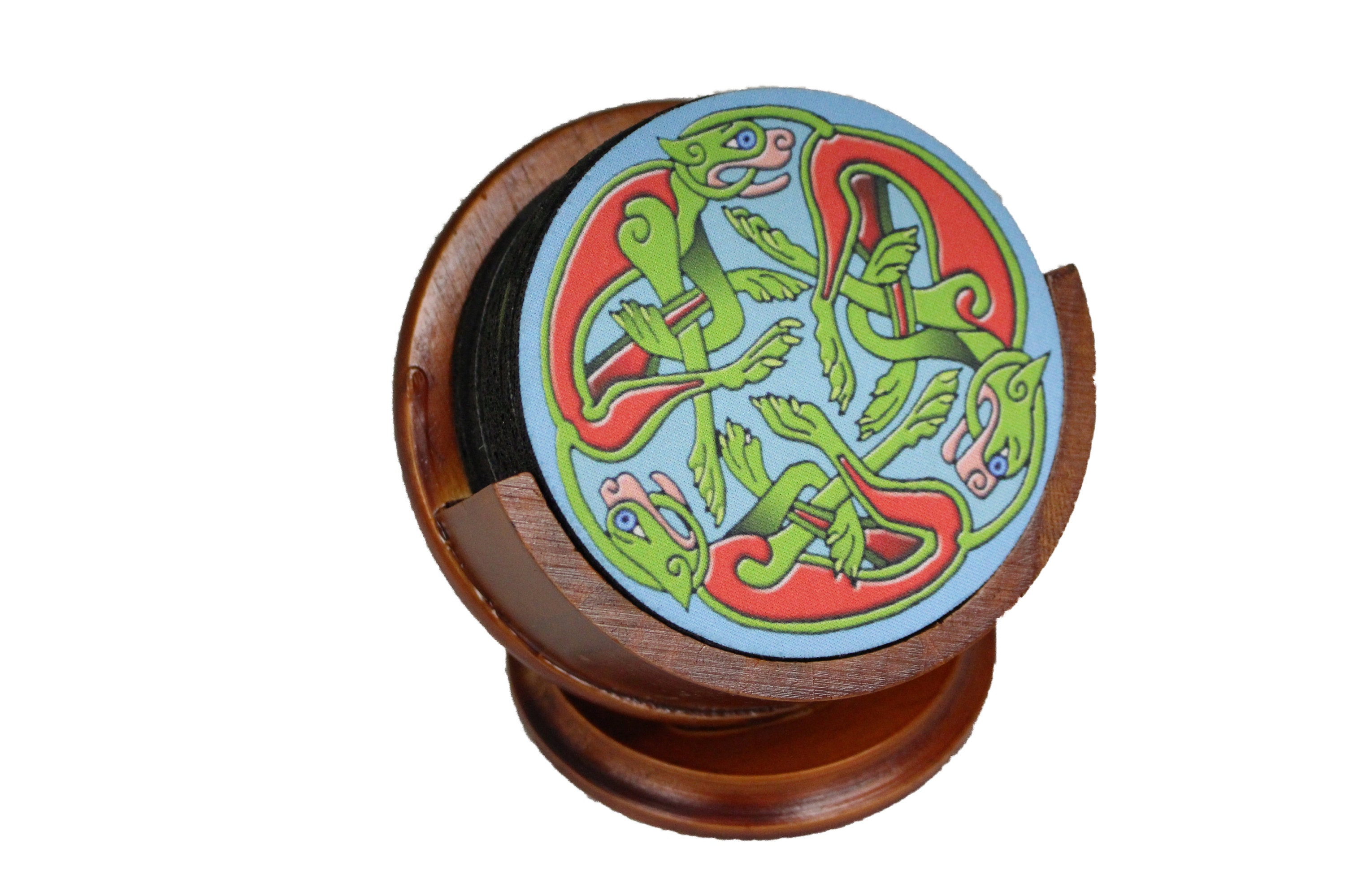 Celtic Dragon Coaster Set of 8 Neoprene Backed with Cherry ...