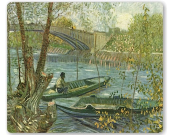 Fisherman and Boats from Pont de Clichy Van Gogh Painting Mousepad
