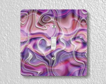 Purple Silk Ripple Precision Laser Cut Toggle and Decora Rocker Square Light Switch Wall Plate Covers
