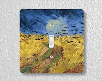 Wheatfield With Crows Van Gogh Painting Precision Laser Cut Toggle and Decora Rocker Square Light Switch Wall Plate Covers