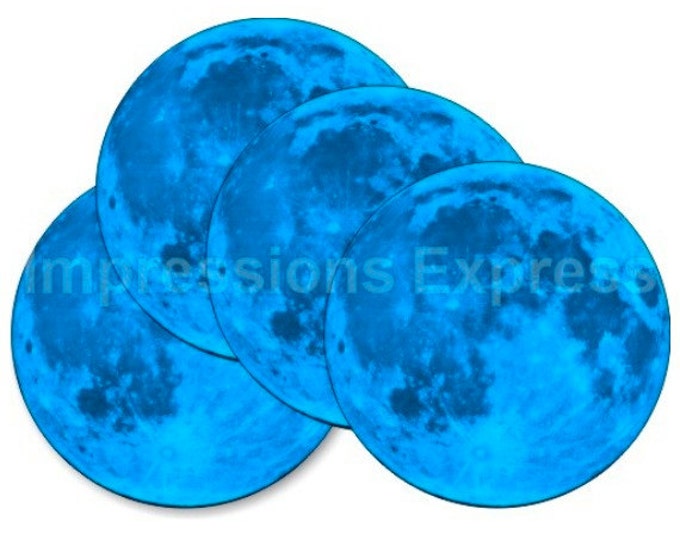 Blue Moon Round Coasters - Set of 4