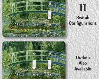 Water Lilies and Japanese Bridge Monet Precision Laser Cut Toggle and Decora Rocker Light Switch Wall Plate Covers