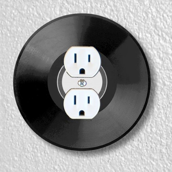 Vinyl Record Precision Laser Cut Duplex and Grounded Outlet Round Wall Plate Covers