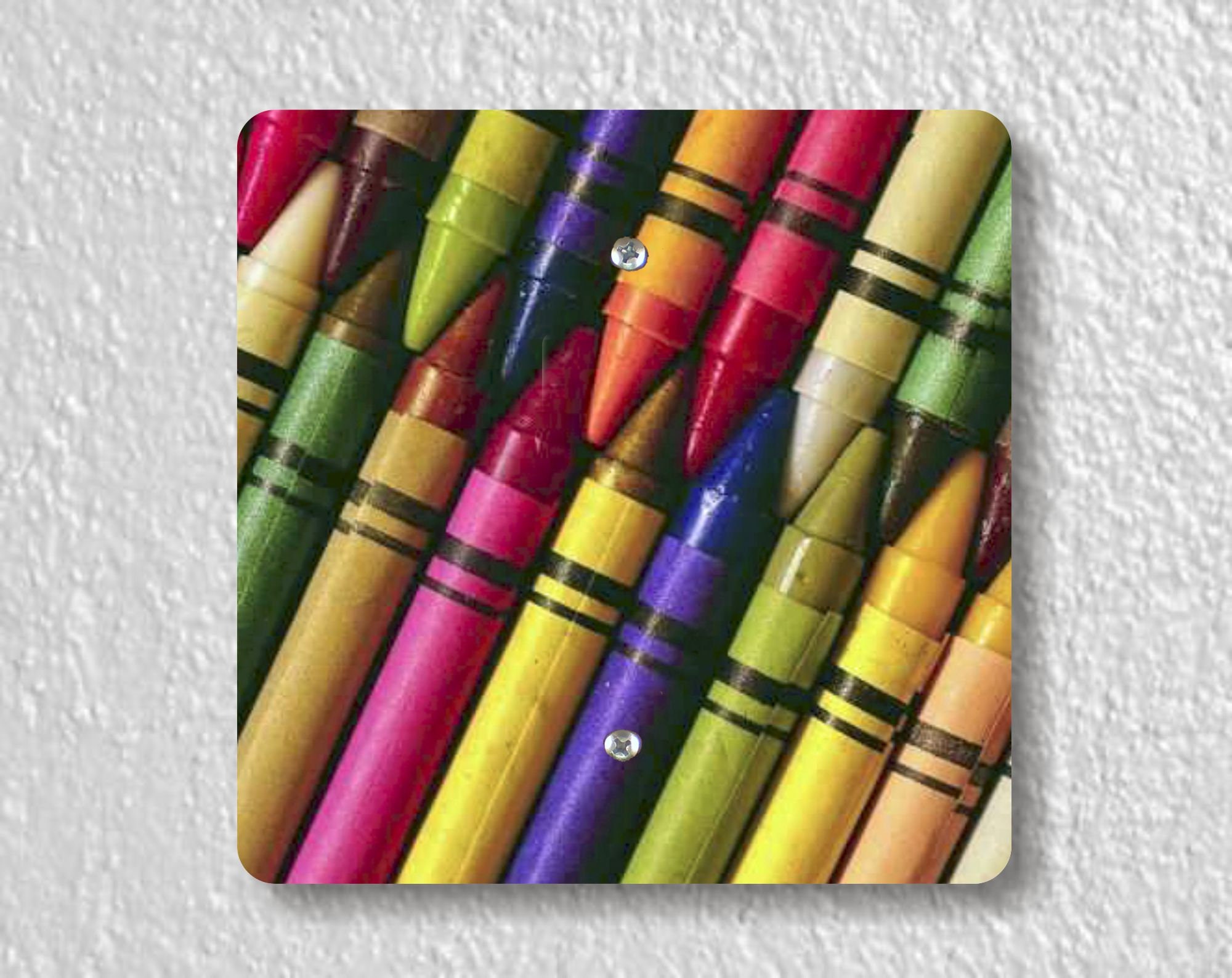 Colored Crayons Precision Laser Cut Toggle and Decora Rocker Square Light Switch Wall Plate Covers