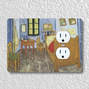 The Bedroom Van Gogh Painting Precision Laser Cut Duplex and Grounded Outlet Wall Plate Covers