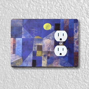 Paul Klee Moonlight Painting Precision Laser Cut Duplex and Grounded Outlet Wall Plate Covers