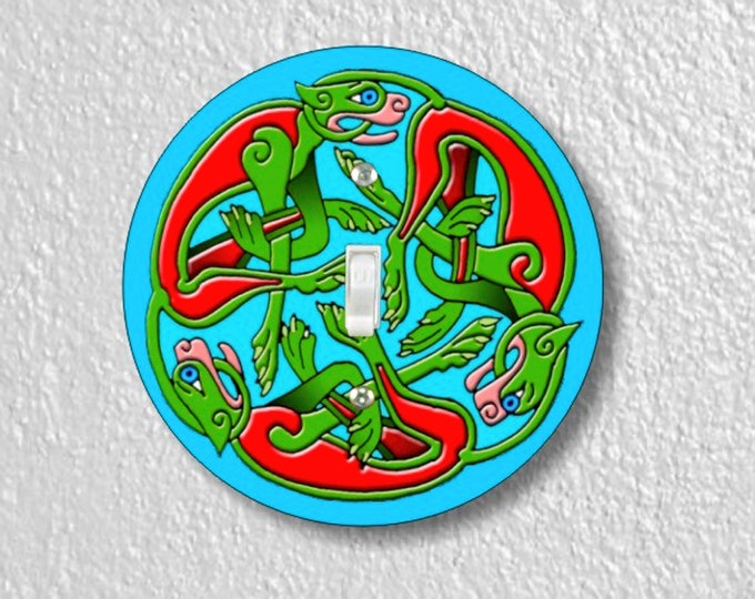 Celtic Dragon Precision Laser Cut Toggle and Decora Rocker Round Light Switch Wall Plate Covers