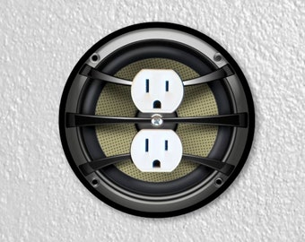 Audio Music Speaker Precision Laser Cut Duplex and Grounded Outlet Round Wall Plate Covers