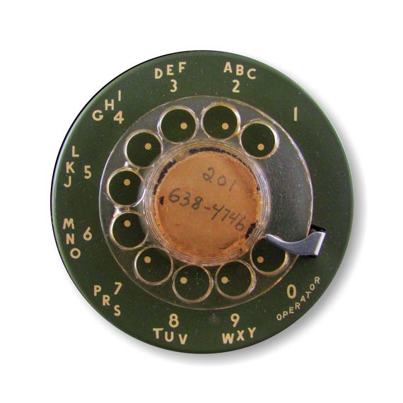 Vintage Retro MCM Avocado Green Telephone Dial 8" Round Mousepad